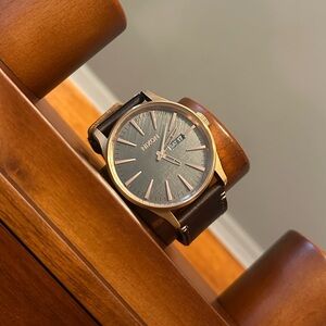Nixon Sentry Stainless Steel Watch with Leather Band, Like New